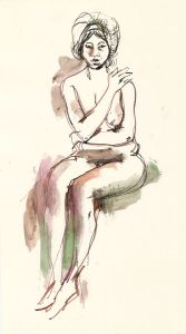 Peter Collins ARCA - Set of Three c.1970s Pen and Ink Studies of a Seated Nude