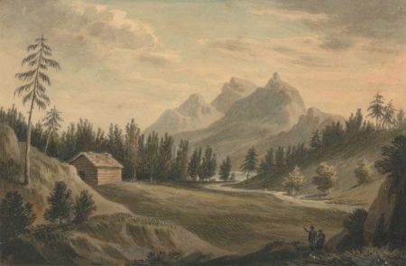 John 'Warwick' Smith (1749-1831) - Watercolour, Figures in Alpine Landscape