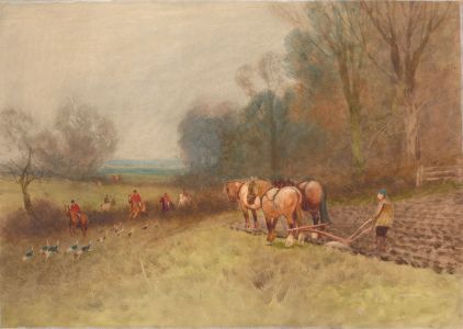 English School 19th Century Watercolour - Fox Hunting Scene