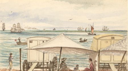 19th Century Watercolour - Sandgate from the Beach, Folkstone