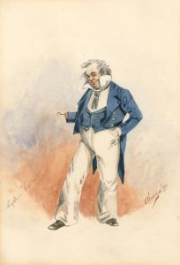 Alma - Excellent 1894 Watercolour, Captain Cuttle from Dombey and Son 