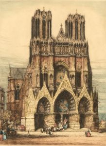 Jan Christian Poortenaar (1886-1958) - Signed Etching, Reims Cathedral