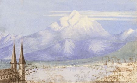 Late 19th Century Watercolour - Alpine Lake Landscape