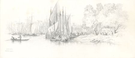 Jules Achille Noël (1815-1881) - 1843 Graphite Drawing, Nantes Harbour Scene