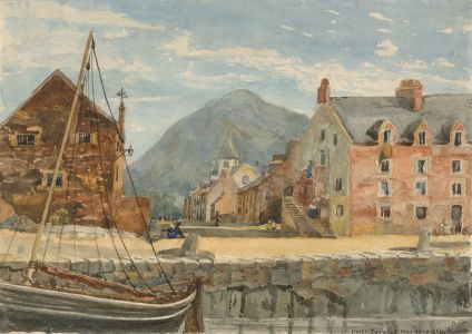 E.C.D - 1893 Watercolour, Coastal Town, North Berwick