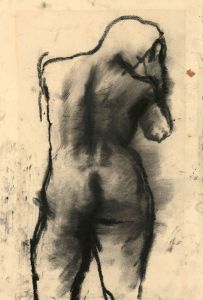 Barbara Dorf - Mid 20th Century Charcoal Drawing, Standing Nude