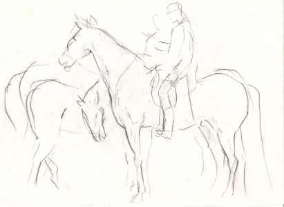 Barbara Dorf - Set of Four Mid 20th Century Charcoal Drawing, Horse Studies