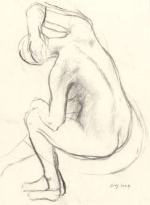 Barbara Dorf - Pair of 2004 Charcoal Drawing, Female Nude Studies