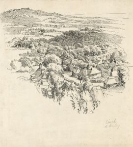 Mid 20th Century Pen and Ink Drawing - Henley Landscape