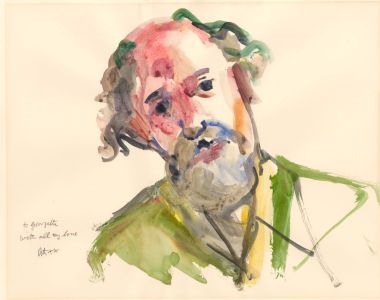 Peter Collins ARCA - c.1970s Watercolour, Self Portrait for the Artist's Wife