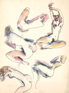 Peter Collins ARCA - c.1970s Pen and Ink Drawing, Nude Group