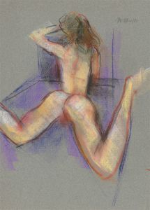 Peter Collins ARCA - Signed 1980 Pastel, Nude in Interior
