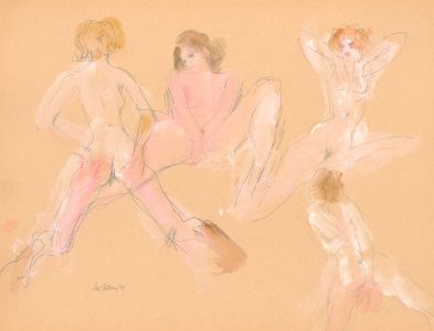 Peter Collins ARCA - Signed 1984 India Ink, Nude Group