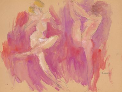 Peter Collins ARCA - Signed 1984 India Ink, Two Nudes