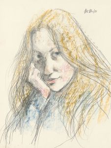 Peter Collins ARCA - Signed 1980 Graphite Drawing, Female Portrait