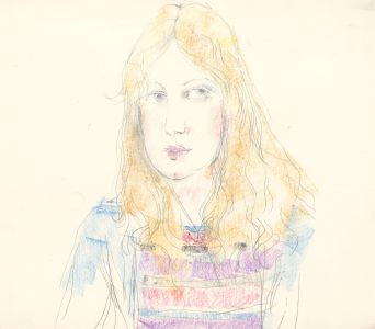 Peter Collins ARCA - c.1970s Crayon, Portrait of a Girl
