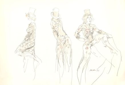 Peter Collins ARCA - Signed 1977 Graphite Drawing, Burlesque Women