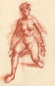 Peter Collins ARCA - c.1970s Sanguine, Seated Nude