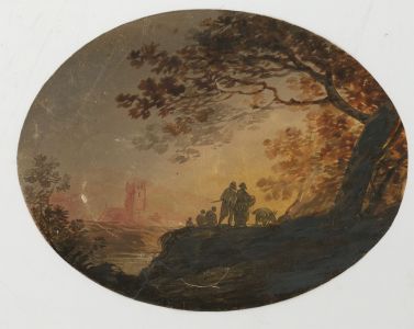 Attrib to William Payne (1760-1830) - Watercolour, Military Figures in Landscape