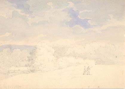 Attributed to George Shepheard - 1827 Graphite Drawing, Figures in a Landscape