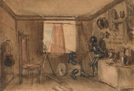 19th Century Watercolour - Interior with Armour