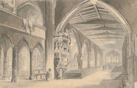 19th Century Watercolour - St Nicholas Church Interior, Newcastle