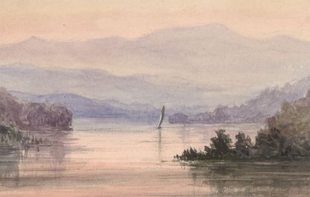 19th Century Watercolour - Lake Landscape