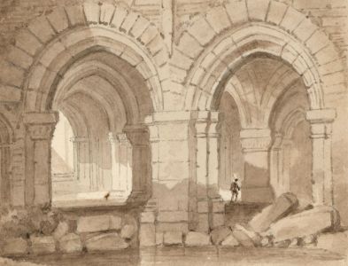 Pair of 19th Century Miniature Watercolours - Church Interiors