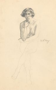 William Robert Hay - Signed 20th Century Graphite Drawing, Seated Nude Study
