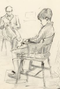 Ronald Birch - Set of Four circa 1970s Pen and Ink Drawings, Portrait Studies