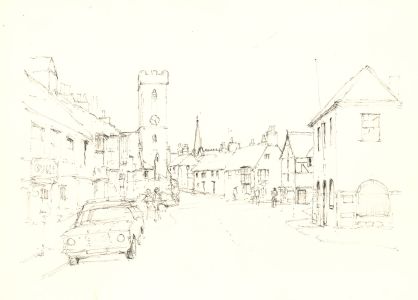 Ronald Birch - circa 1970s Pen and Ink Drawing, Town Scene