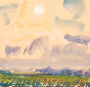Jean Dryden Alexander (1911-1994) - 1974 Gouache, Landscape Near Stowmarket