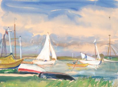 Jean Dryden Alexander (1911-1994) - Signed 1989 Gouache, The White Sail, Walton
