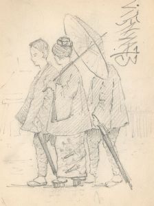 George Willoughby Maynard (1843-1923) - Graphite Drawing, Japanese Figures