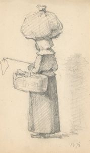 George Willoughby Maynard (1843-1923) - 1875 Graphite Drawing, Washerwoman