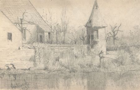 George Willoughby Maynard (1843-1923) - Graphite Drawing, Figure Fishing