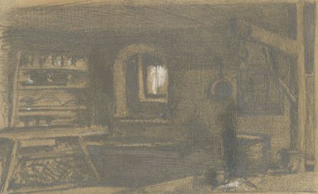 George Willoughby Maynard (1843-1923) - Graphite Drawing, Kitchen Interior