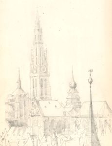 George Willoughby Maynard (1843-1923) - Graphite Drawing, City Spires