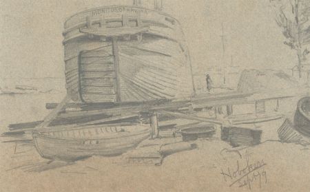 George Willoughby Maynard (1843-1923) - 1879 Graphite Study, Hoboken Riverside