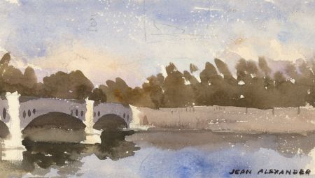Jean Dryden Alexander (1911-1994) - Three Watercolours, River and Fields