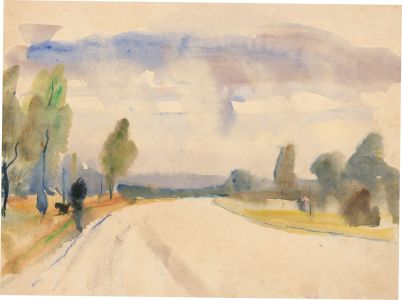 Jean Dryden Alexander (1911-1994) - Signed Watercolour, Rural Road with Figure