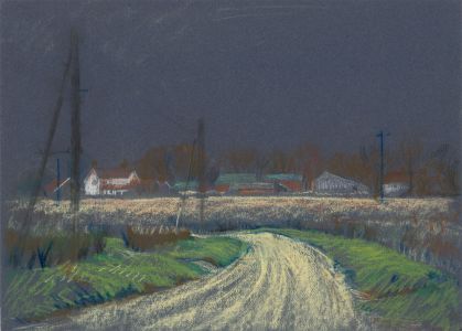 Jean Dryden Alexander (1911-1994) - Mid 20th Century Pastel, Yellow Country Road