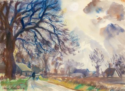 Jean Dryden Alexander (1911-1994) - Gouache, Figure in a Landscape