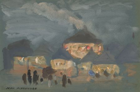 Jean Dryden Alexander (1911-1994) - Signed Gouache, Town at Night
