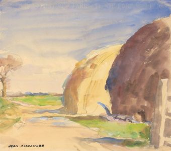 Jean Dryden Alexander (1911-1994) - Signed Watercolour, Hay Stacks