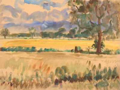 Jean Dryden Alexander (1911-1994) - Signed 1974 Watercolour, Harvest, Thelveton