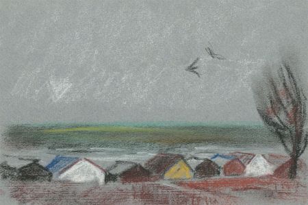 Jean Dryden Alexander (1911-1994) - Mid 20th Century Pastel, Beach Huts