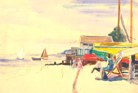 Jean Dryden Alexander (1911-1994) - Signed Gouache, Beach Scene