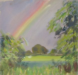 Jean Dryden Alexander (1911-1994) - 1981 Watercolour, Rainbow over a Garden