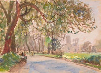 Jean Dryden Alexander (1911-1994) - 1986 Watercolour, Village Path in Spring